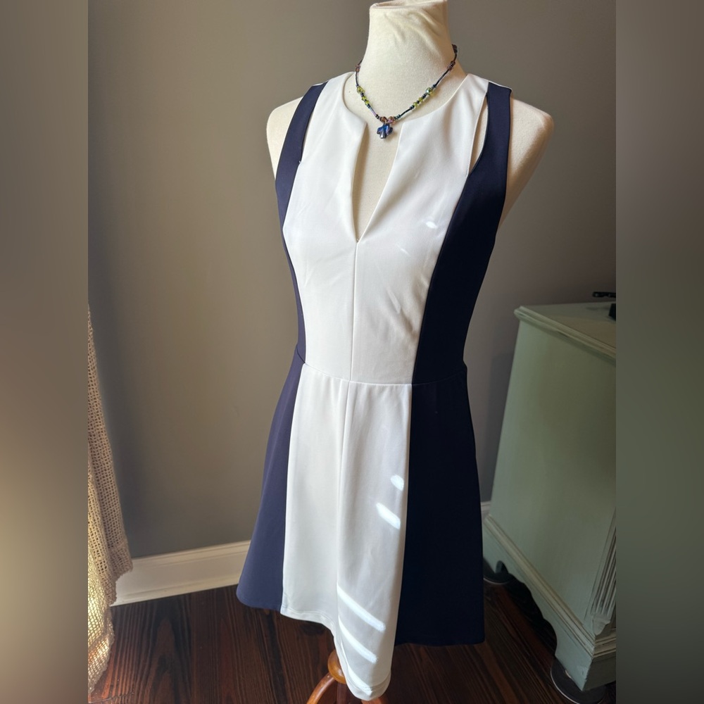 Adelyn Rae Cream and Navy Dress